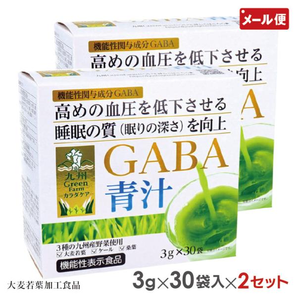 【メール便送料無料】3種の九州産野菜 大麦若葉 ケール 桑葉 使用 大麦由来 GABA 配合 2箱セット 2セット2個セット 新日配薬品 九州Green Farm カラダケア GABA青汁 機能性表示食品 3g×30袋入×2【関連ワード】新...