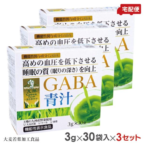 【送料無料】3種の九州産野菜 大麦若葉 ケール 桑葉 使用 大麦由来 GABA 配合 3箱セット 3セット3個セット 新日配薬品 九州Green Farm カラダケア GABA青汁 機能性表示食品 3g×30袋入×3【関連ワード】新日配薬品...