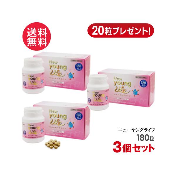 3箱セット 【送料無料】 NEWヤングライフ ECME 低分子ヒアルロン酸 N-アセチルグルコサミンニューヤングライフ 180粒 3個セット+60粒 ECM・E 低分子ヒアルロン酸 健康食品 サプリメント栄養機能食品(ビタミンB1、ビタミン...