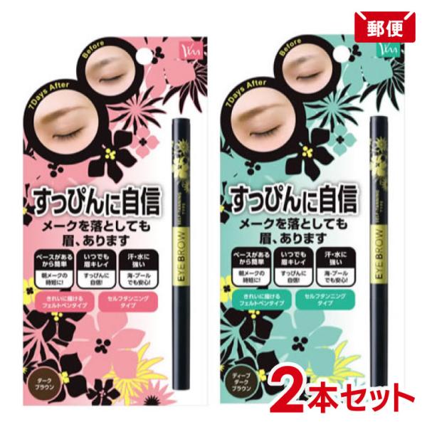 【メール便送料無料】すっぴんに自信 メイクを落としても眉あります！ アイブロウ アイブロー セルフタンニング 消えにくい 染まるアイブロウ フェルトペンタイプVINA ビナ薬粧 NEW アイブロウST2本セット セルフタンニングアイブロウS...