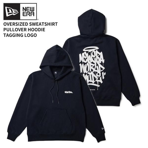 ニューエラ スウェットパーカー NEW ERA  オーバーサイズド スウェット プルオーバー フーディー Tagging Logo ブラック トップス 15129316