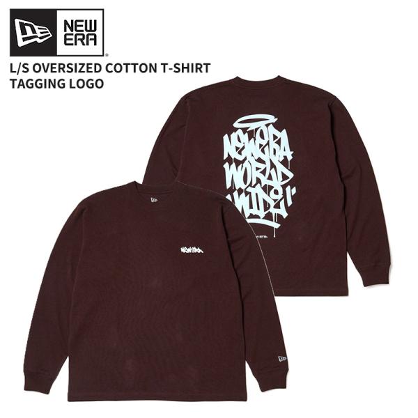 ニューエラ メンズ ロンT 長袖Tシャツ レディース NEW ERA 長袖 オーバーサイズド コットン Tシャツ Tagging Logo バーントウッド カットソー トップス 15129365