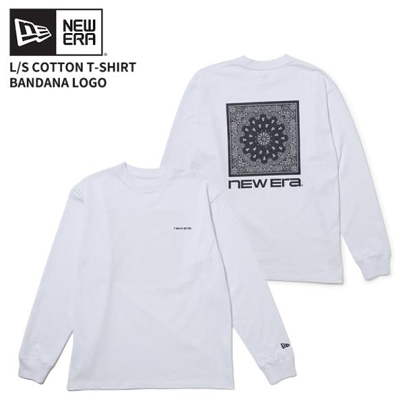 ニューエラ メンズ ロンT 長袖Tシャツ レディース NEW ERA 長袖 コットン Tシャツ バンダナロゴ ホワイト カットソー トップス 15129375
