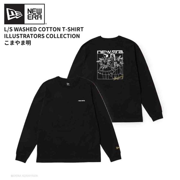 ニューエラ イラストレーターコラボ ロンT NEW ERA 長袖 ウォッシュドコットン Tシャツ Illustrators Collection こまやま明 ブラック 15159377