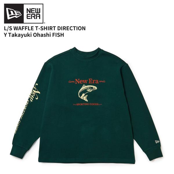 ニューエラ  ロンT レディース メンズ  NEW ERA 長袖 ワッフル Tシャツ Direction by Takayuki Ohashi Fish グリーンロングスリーブ トップス 15171738