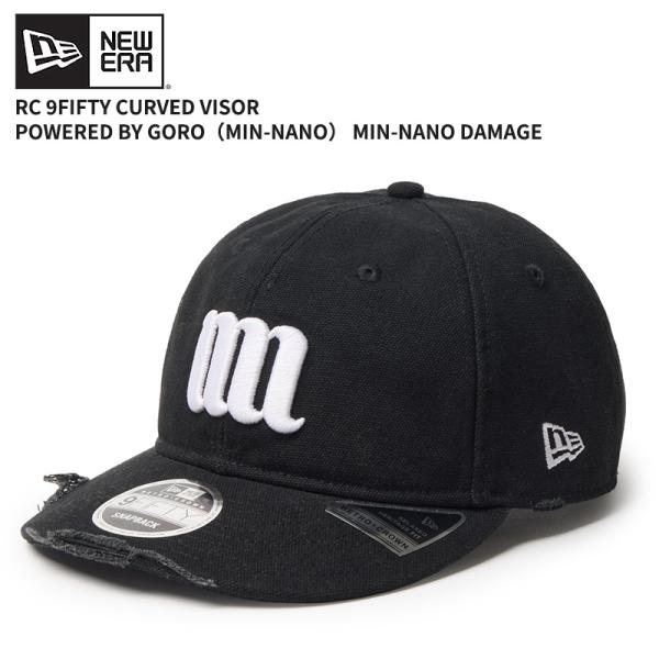 ニューエラ メンズ ミンナノ コラボキャップ レディース NEW ERA RC 9FIFTY Curved Visor Powered by GORO（MIN-NANO） MIN-NANO Damage ブラック 帽子 15175389