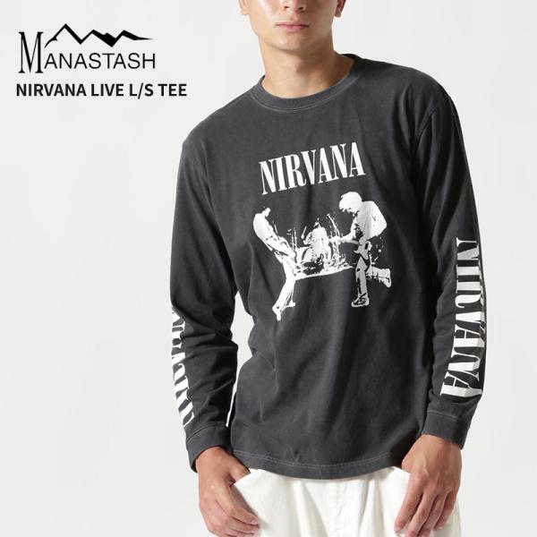 マナスタッシュ メンズ 長袖 バンドTシャツ ロックTシャツ  MANASTASH ニルヴァーナ コラボ NIRVANA NEVERMIND L/S TEE トップス カットソー ロンT ニルバーナ 792-5930003 neo_792-5930004