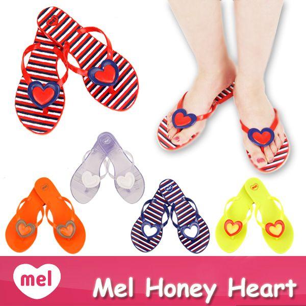 �y���s�A���z�y�A�E�g���b�g�z���� Mel Shoes by Melissa ���� �n�j�[�n�[�g �t���b�v�t���b�v Mel Honey SP AD Honey Heart ���f�B�[�X ���o�[�T���_��