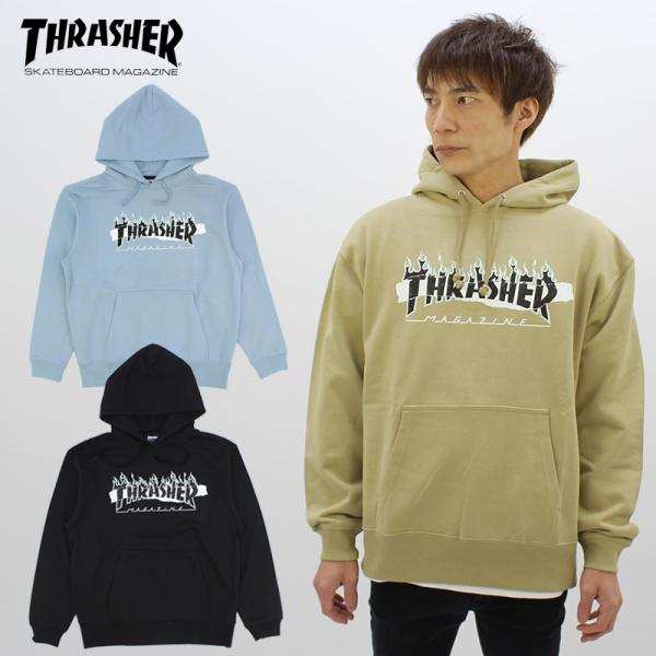 THRASHER（スラッシャー） THRASHER SPLIT FLAME STICKER HOODIE