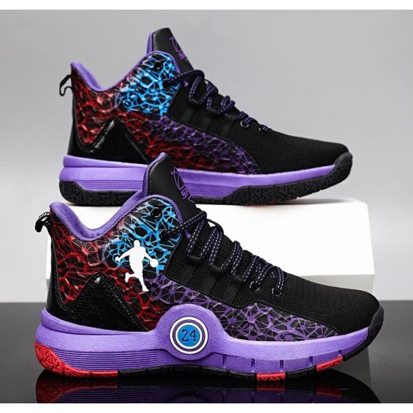 メンズ スニーカー パープル 靴 シューズ 防滑 バスケットシューズ