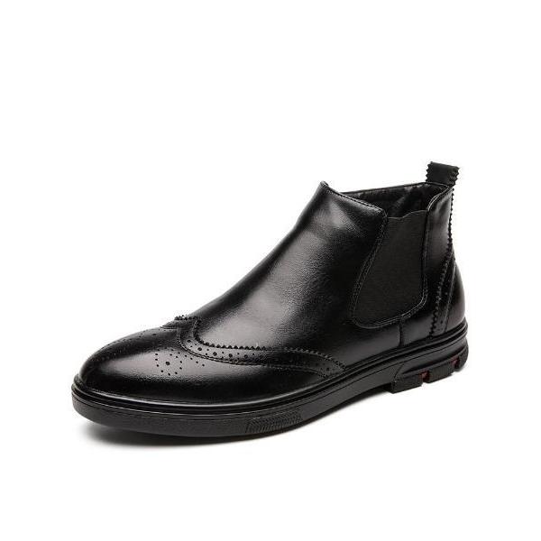 サイドジッパー付き メンズ ビジネス レザー シューズ ブラック  革靴 靴 カジュアル 屈曲性 通勤 軽量 インポート品【n141】 サイドジッパー付き メンズ ビジネス レザー シューズ ブラック 革靴