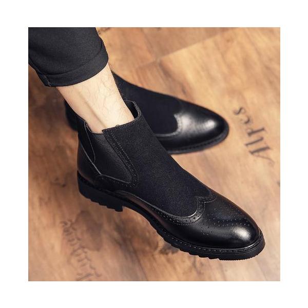 サイドゴア メンズ ビジネス レザー シューズ ブラック 革靴 靴 カジュアル 屈曲性 通勤 軽量 インポート品【n152】 サイドゴア メンズ ビジネス レザー シューズ ブラック 革靴 靴