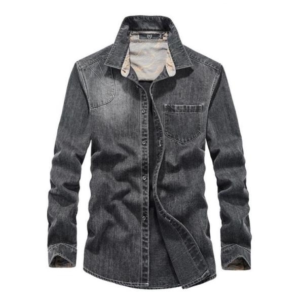 メンズ 長袖 デニム シャツ グレー 春秋【n189】 : NEOMALL