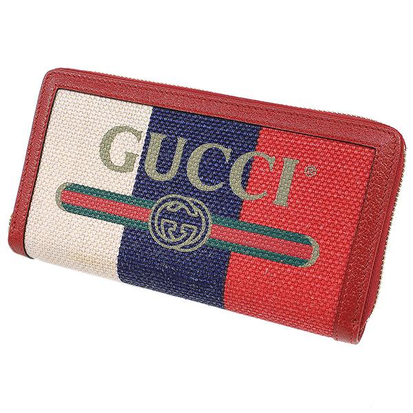 GUCCI (グッチ)GUCCI トリコロール ロゴ レザー×キャンバス