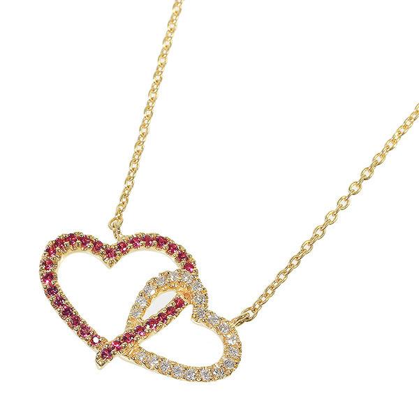 スタージュエリー ハート ルビー ダイヤ ネックレス K18YG 0.06ct スタージュエリー ハート ルビー ダイヤ ネックレス K18YG 0.06ct