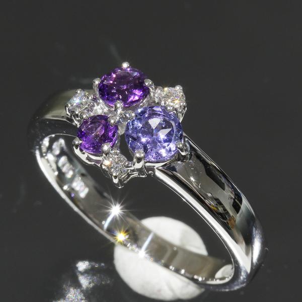 TASAKI タサキ アメジスト ダイヤ0.04ct リング 11号 K18WG E0719