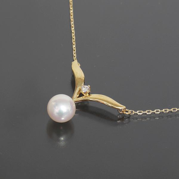 ミキモト アコヤパール 7mm ネックレス ダイヤ1P K18YG E0820 MIKIMOTO ミキモト アコヤパール 7mm ネックレス ダイヤ1P K18YG