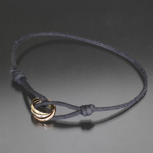 カルティエ 現行 トリニティ ブレスレット K18 コットン ネイビー Cartier 【超美品】カルティエ トリニティ ブレスレット K18WG