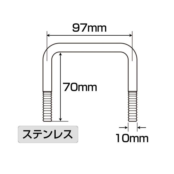 ■ステンレス■サイズ：A:70×B:97×C:10mm■セーフティーナット(ステンレス製)、ワッシャー付利用上の注意本製品はインパクトレンチや電動工具等を使用して締め付けると焼き付きを起こしやすい為、焼き付き防止剤等を使用したうえで手でナッ...