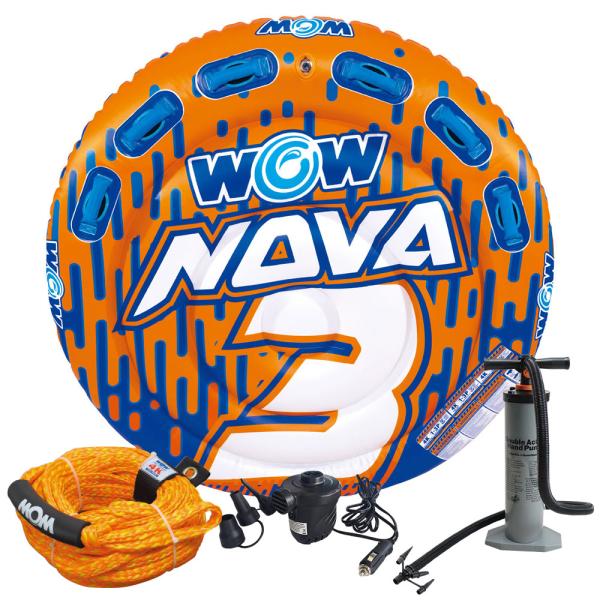 トーイングチューブ WOW/ワオ 3人乗り ノヴァ ラウンドデッキチューブ 4点セット バナナボート
