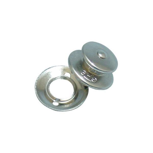 ■真鍮＋メッキ■受け側サイズ：内径約8mm、外径約18mm●ヨーロッパ製ボートのオーニングに多用されています。(ボタンのツバを引いて取り外すタイプ)●簡単に取り付けられて外れにくい設計です。