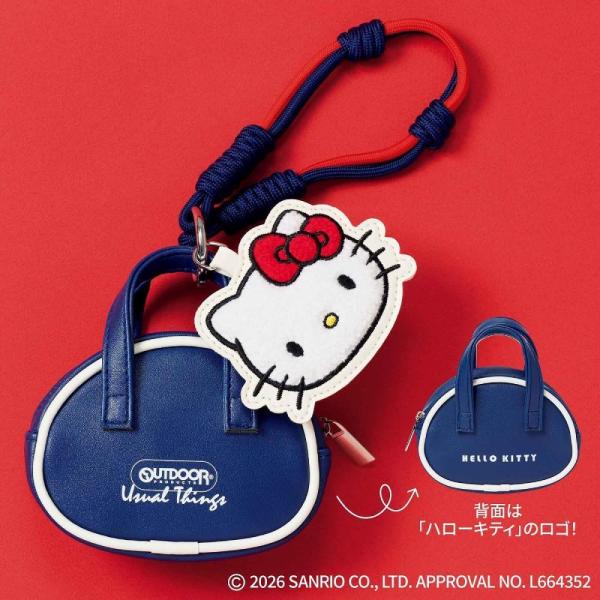 [Release date: January 20, 2026]宝島社/リンネル 2026年3月号 【付録】 Hello Kitty ハローキティ×アウトドアプロダクツ 顔形&amp;バッグ形ポーチなチャームセット、メディア：BOOK、発売...
