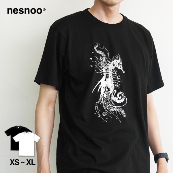 和柄 tシャツ 半袖 螺千海龍 タツノオトシゴ レディース メンズ ユニ 