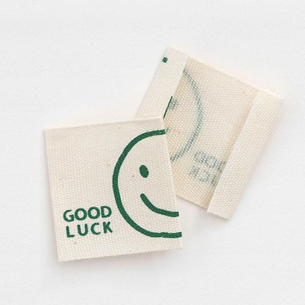 ( ラベル ) グッドラック (Good Luck) コットン ラベル (2個) │ 【 商用利用可 】+入数：2枚+販売サイズ： 3.2cm x  3cm+素材：コットン 100%