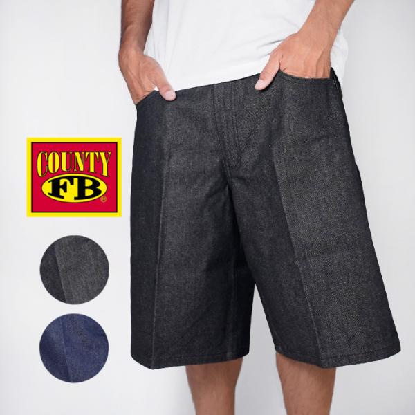 FBカウンティ デニム　ペインターパンツ　W34 FB カウンティ ヘビーウェイトハードデニムショーツ COUNTY