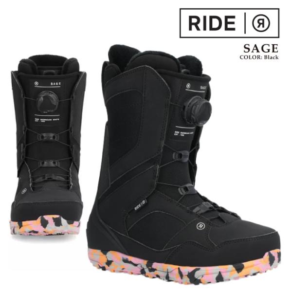 RIDE SAGE スノーボードブーツ 女性用 ブラック RIDE ライド スノーボードブーツ レディース SAGE BLACK 23-24