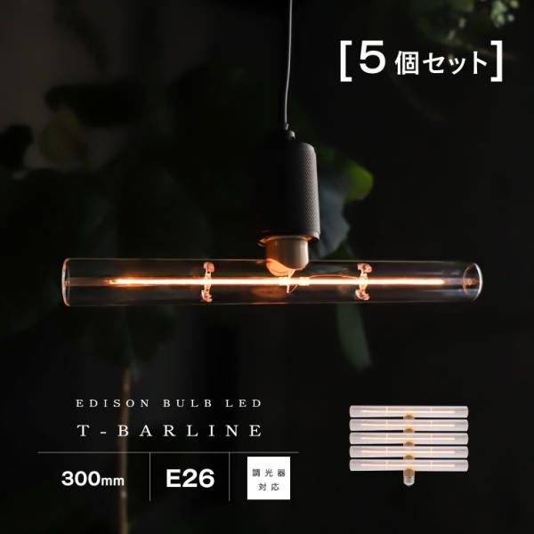 EdisonBulb 5個セット 電球 エジソンバルブLED 調光器対応 E26 Tバー