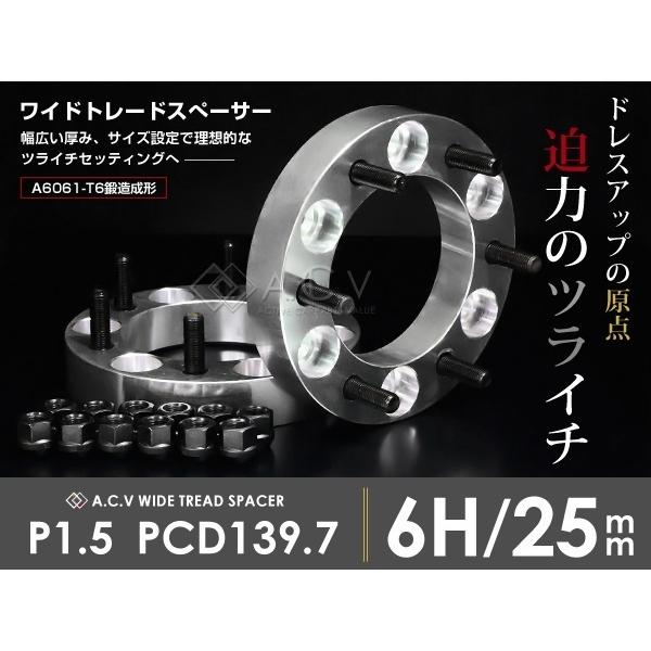 送料無料】 ワイドトレッドスペーサー 6穴 PCD139.7 M12-P1.5 25mm 2枚