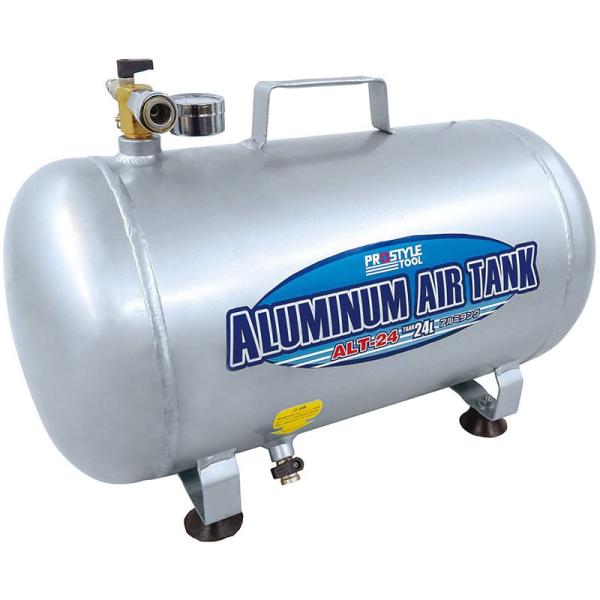 【特長】●軽量＋クリーンエアー＋静音●アルミ製だから軽量でサビにくい●ポータブルタンク、リザーブタンクとして最適です。●据置時の安定を重視した4点支持となっています。【仕様】●最高使用圧:約0.8MPa●タンク容量:24L●本体重量:約3....