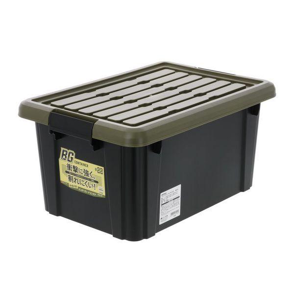 【特長】●車のバンパーにも使用される「バンパーグレード樹脂」を使用。●衝撃に強く、割れにくいコンテナボックス。●スタッキング（積み重ね）可能。安心の日本製。●工具や大工道具の収納、アウトドア、キャンプなどにおすすめです。【仕様】●外寸：約幅...