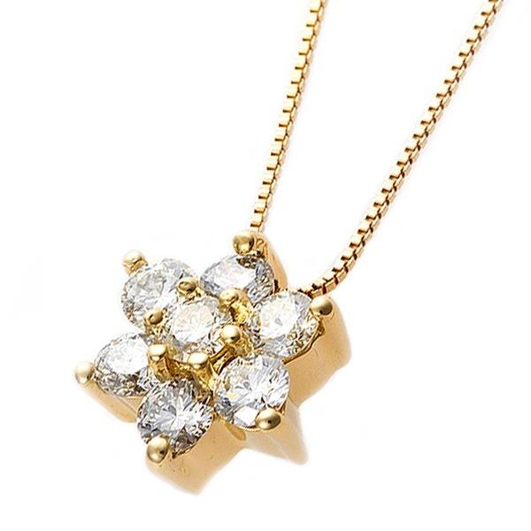 ダイヤモンド ネックレス 0.3ct K18 イエローゴールド 0.3カラット 花 