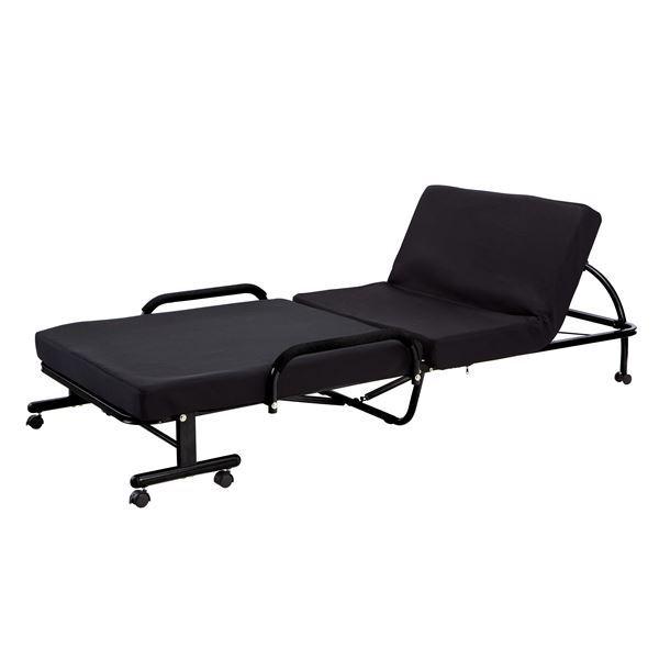 低反発 折りたたみベッド 〔ブラック 幅980mm〕 5段階リクライニング