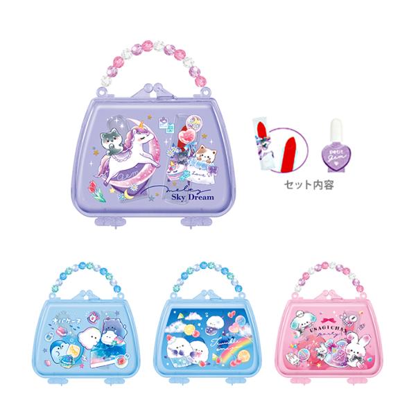 リップクリームとネイルがミニバッグにつまったセット♪せっけんで落とすことができるやさしいコスメです。使い終わったらお気に入りの小物も入れられるバッグ型ケースがかわいい◎【キャラクター/セット内容】・メルティスカイドリーム　リップクリーム(チ...
