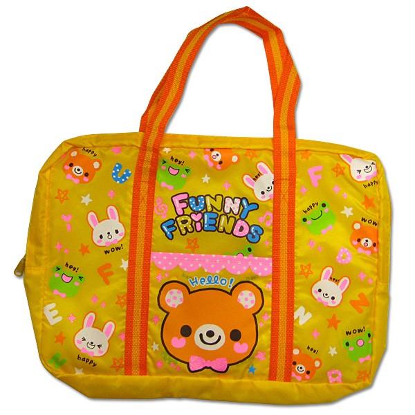 Pop Cloverのおけいこバッグかわいいアニマルデザイン！キラキララメのリボンや星がおしゃれだよ。前面にポケット付きで小物も収納OK！ファスナー付きでバッグの中が見えないので安心です。 【サイズ】270×380×60mm【材質】ポリエス...