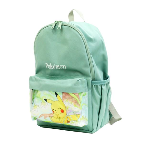 ピカチュウの寝顔が可愛い背負いやすいリュックです。遠足、旅行、お出かけだけでなく通園などの日常使いにもぴったり♪背あて面はメッシュ生地で蒸れにくい◎【仕様】本体サイズ：約W220×H330×D130mm材質：ポリエステルサイドポケット付きキ...