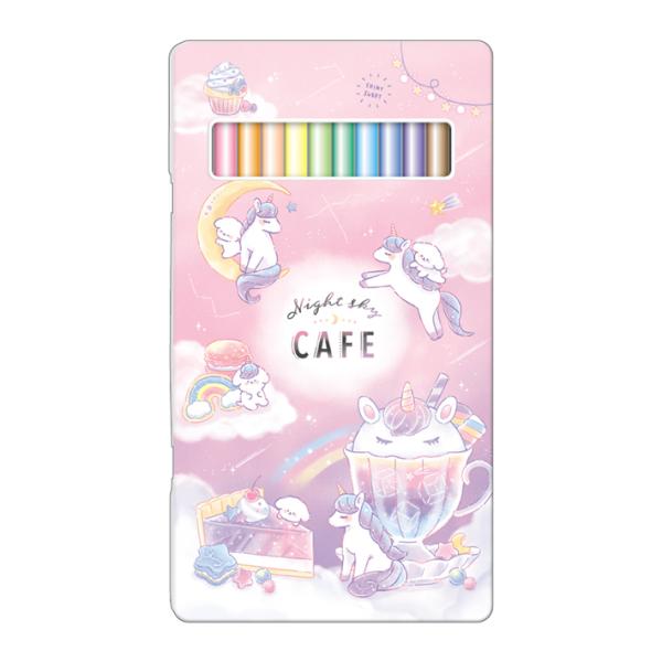 CRUX 色鉛筆 12色 ナイトスカイカフェ柄 117298 新入学文具 [M便