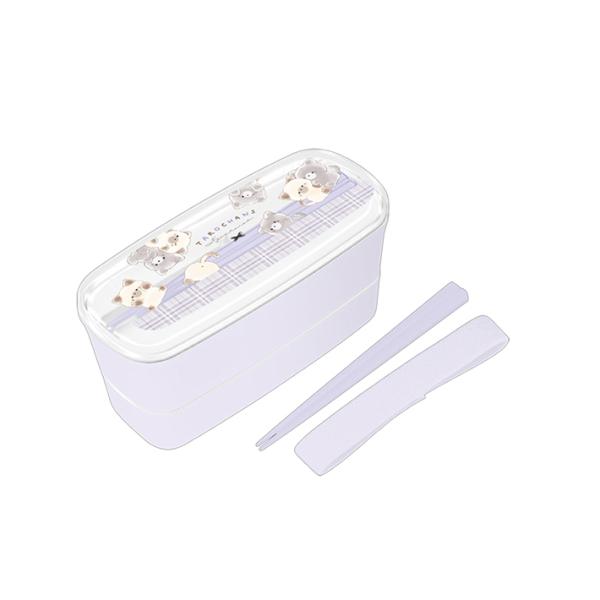 ファンシーなデザインがかわいい2段ランチボックスが登場！おかずが詰めやすい仕切りと、中フタにぴったり収納できるおはし付きで便利♪フタとおはしを外せば電子レンジで温められます◎【セット内容】・2段ランチボックス・はし・ゴムバンド【仕様】本体サ...