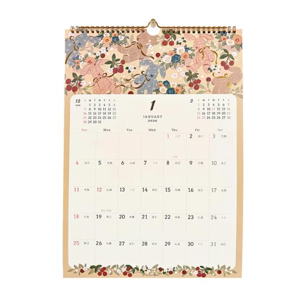 Tomoko Hayashi 2026年 壁掛けカレンダー A3 Velvety time柄 CL