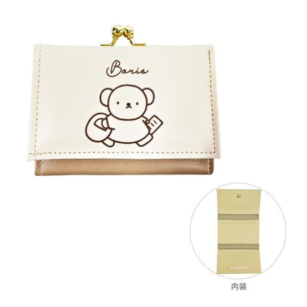 ボリスのかわいいサイフが登場！三つ折りタイプでコンパクト♪がま口なので小銭の出し入れがしやすい◎内側と外側にカードポケット付き◎新学期や新入学の準備、ギフトなどにおすすめです♪【仕様】サイズ：約W110×H800×D30mm材質：合皮日本製...