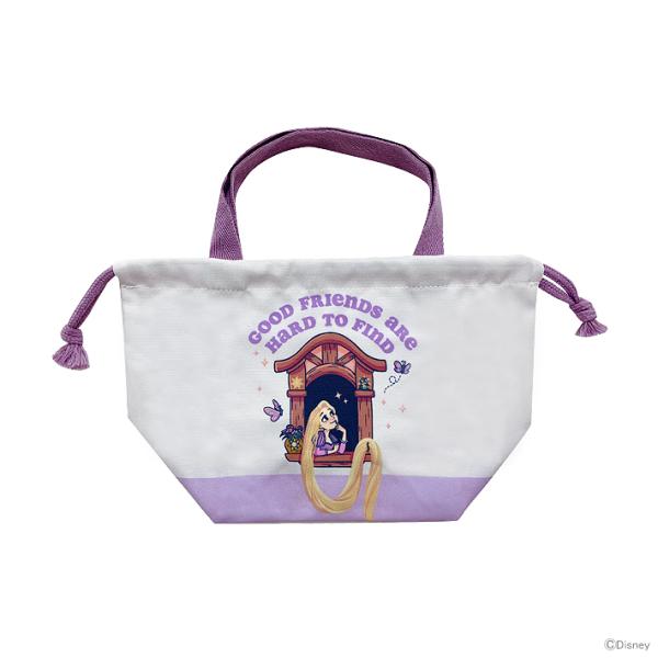 ラプンツェルのかわいいマチ付き巾着です。底にマチが12cm付いているのでお弁当箱を入れるのにぴったり♪持ち手付きで持ち運びに便利◎【仕様】本体サイズ：約W270×H160×D120mm材質：ポリエステル弁当袋　ランチ　きんちゃく　キンチャク...