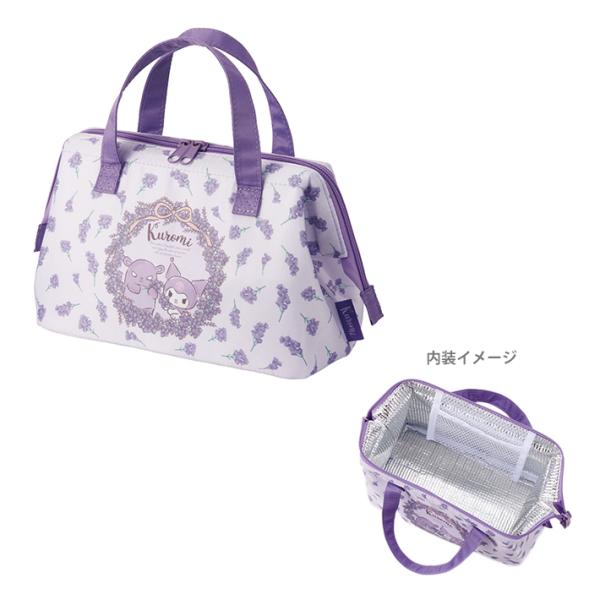 クロミちゃん柄のランチバッグが登場！内側がアルミ蒸着仕様なのでランチバッグとしてはもちろん、ちょっとしたお出かけでのサブバッグや普段使いとしてサイフやスマホ、タオルなどの小物を入れても便利！保冷剤などが入るメッシュポケット付き。がま口で開閉...