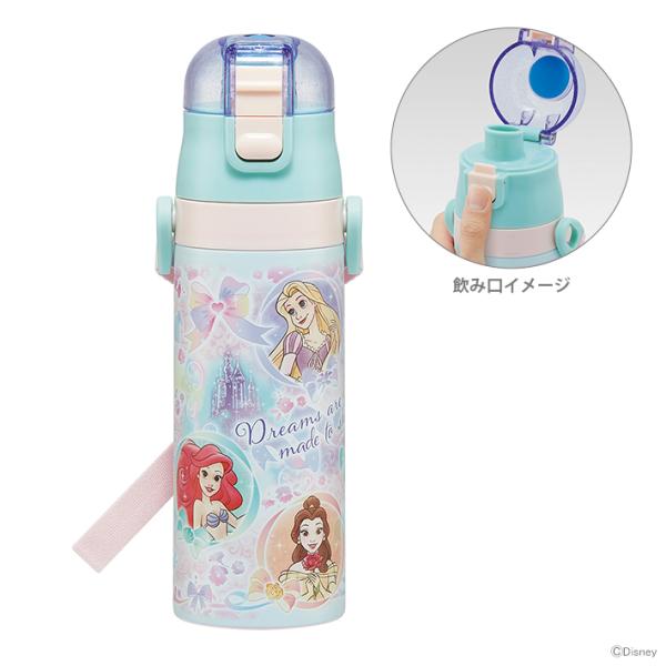 ディズニー　コンパクトステンレス水筒 ディズニー水筒　ステンレスボトル　水筒 スケーター ディズニープリンセス ロック付ワンプッシュダイレクト