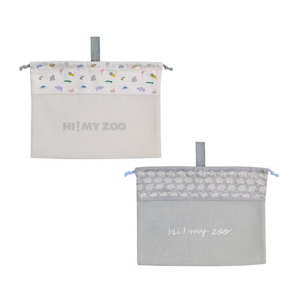 体操服や給食白衣の収納にぴったりなメッシュ巾着袋！通気性が良く、横型タイプなので大きく開いて出し入れしやすい！フックにかけられるループ紐付きなので床に擦らず掛けられる♪6年間のネームタグ付きで、学年が上がったら新しい欄に記入できます◎カラー...