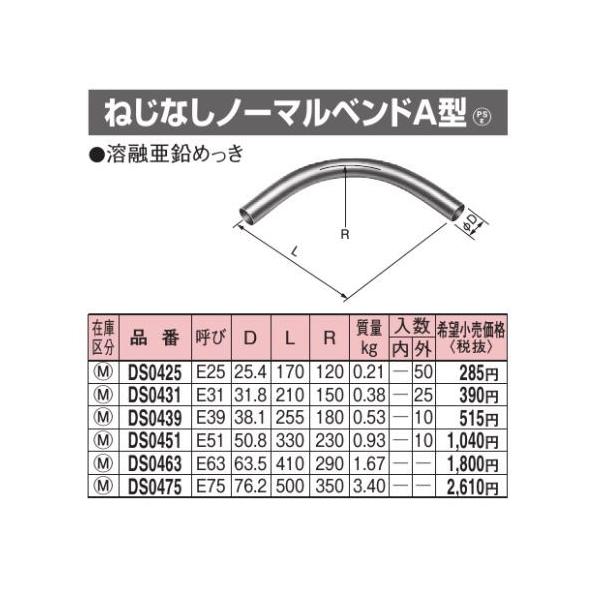 Panasonic（パナソニック） DS0463 ねじなしノーマルベンドA型 E63