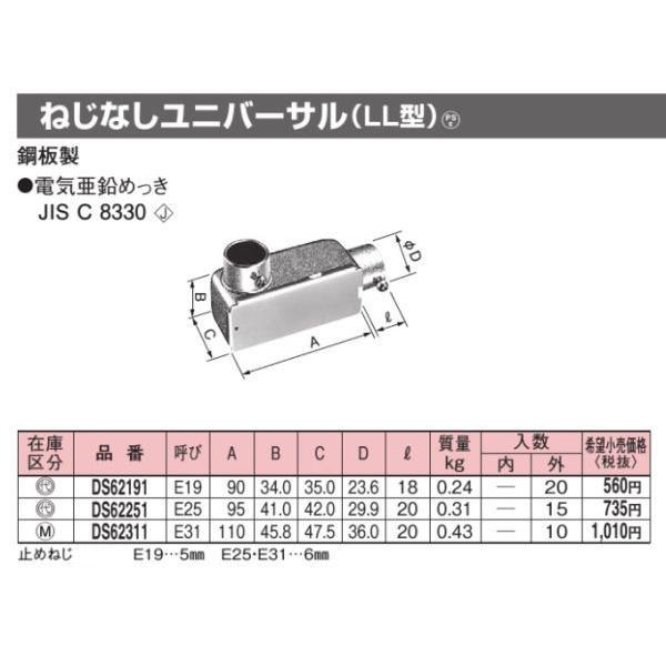 Panasonic パナソニック DS62191 ねじなしユニバーサル(LL型