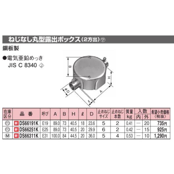 Panasonic パナソニック DS66251K ねじなし丸型露出ボックス(2方 Panasonic パナソニック DS66251K ねじなし丸型露出ボックス(2方
